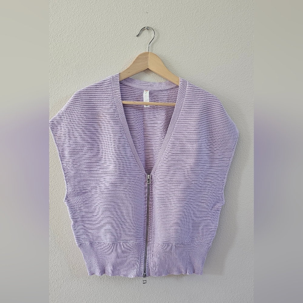 Lavender Zip-Up Knit Top